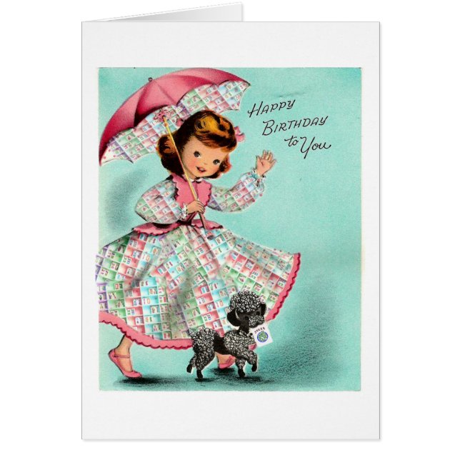 Mah Jongg Birthday Card Umbrella Girl (Voorkant)