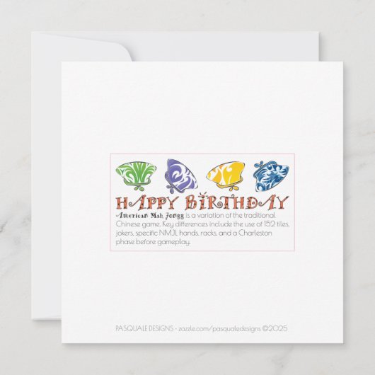 Mah Jongg Birthday Game Flat Card Kaart (Achterkant)
