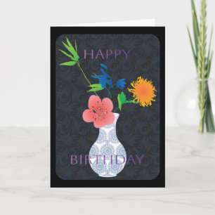 Mah Jongg Bloemen Verjaardag Kaart