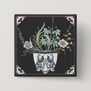 Mah Jongg Bloemen/Vogels Button