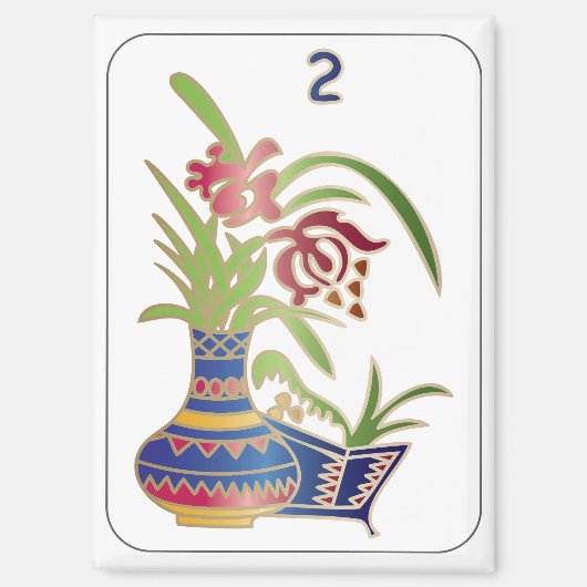 Mah Jongg Bloemmagneet Magneet (Voorkant)
