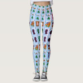 Mah Jongg Blue Tiles Leggings (Voorkant)