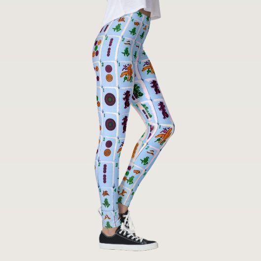 Mah Jongg Blue Tiles Leggings (Rechts)