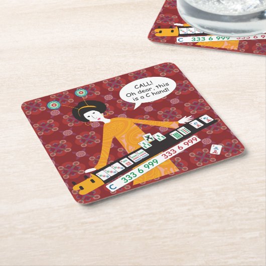 Mah Jongg C Hand Coasters Kartonnen Onderzetters (Schuin)