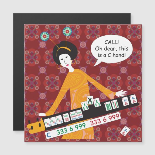 Mah Jongg C Hand Flat Magnet (Voorkant / Achterkant)