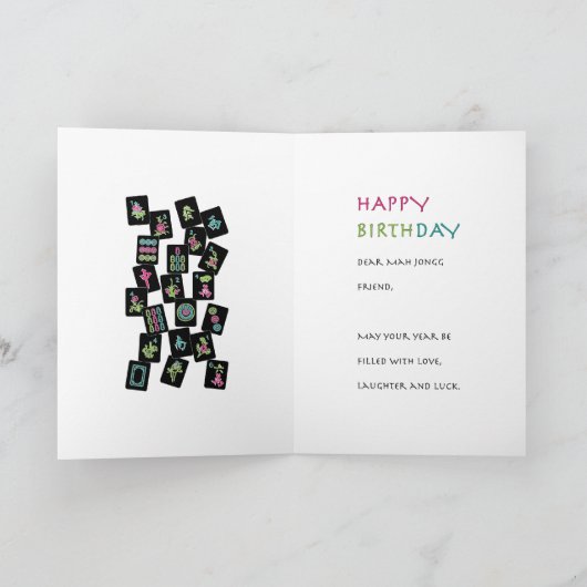 Mah Jongg Cake Birthday Kaart (Binnen)