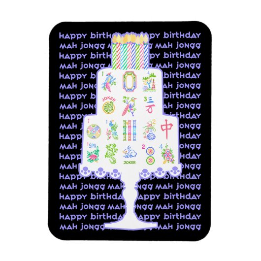 Mah Jongg Cake Birthday Magneet (Verticaal)