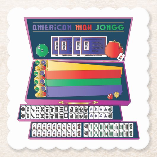 Mah Jongg Case Coasters Kartonnen Onderzetters (Voorkant)