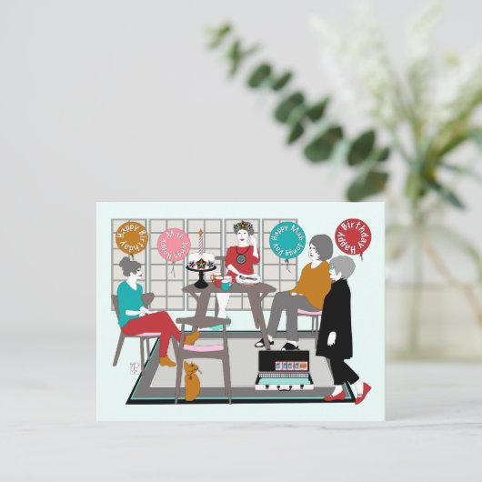 Mah Jongg Cat Birthday Briefkaart (Staand voorkant)