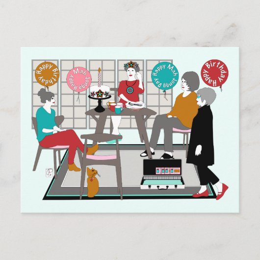 Mah Jongg Cat Birthday Briefkaart (Voorkant)