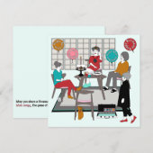 Mah Jongg Cat Birthday Kaart (Voorkant / Achterkant)