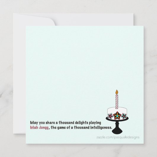 Mah Jongg Cat Birthday Kaart (Achterkant)