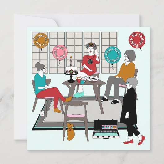 Mah Jongg Cat Birthday Kaart (Voorkant)