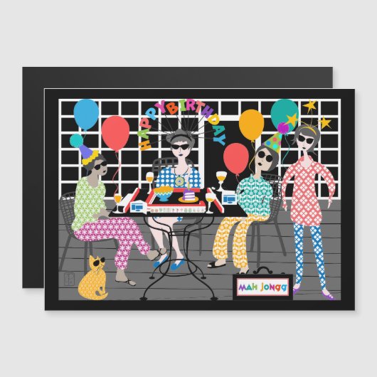 Mah Jongg Cat Magnet Kaart (Voorkant / Achterkant)