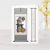 Mah Jongg Cat  Wenskaart Kaart (Gele Bloem)