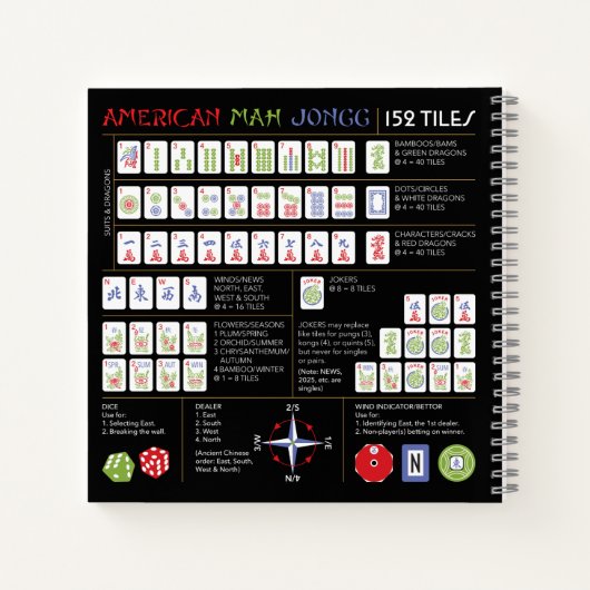 Mah Jongg Charleston / Amerikaanse Tegels Notitieb Notitieboek (Achterkant)