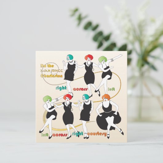 Mah Jongg Charleston Dancers Flat Kaart (Staand voorkant)