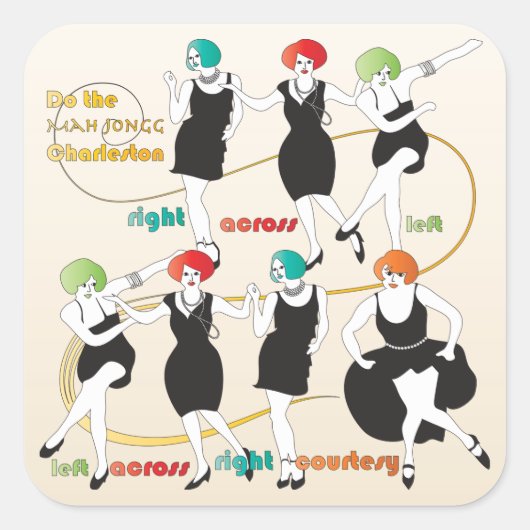 Mah Jongg Charleston Dancers Stickers (Voorkant)