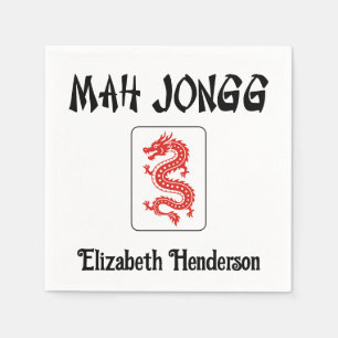 Mah Jongg Chinese Stijl Tekst, Draak Tegel Voeg Na Servet