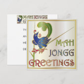 Mah Jongg Christmas One Bam Uitnodiging / Kaart (Voorkant / Achterkant)