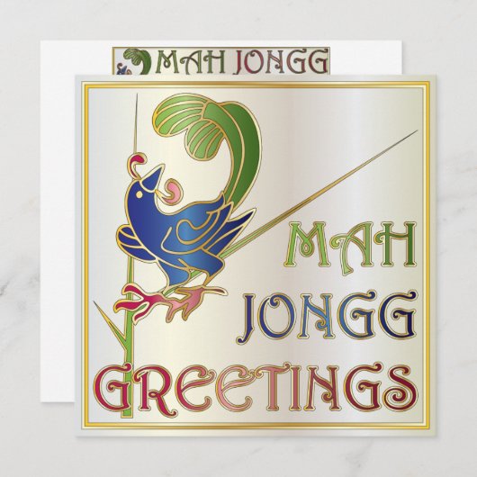Mah Jongg Christmas One Bam Uitnodiging / Kaart (Voorkant / Achterkant)