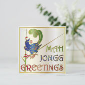 Mah Jongg Christmas One Bam Uitnodiging / Kaart (Staand voorkant)