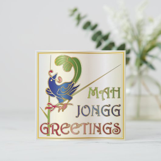 Mah Jongg Christmas One Bam Uitnodiging / Kaart (Staand voorkant)