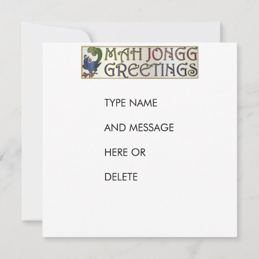 Mah Jongg Christmas One Bam Uitnodiging / Kaart (Achterkant)