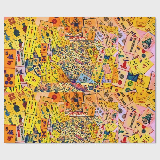 Mah Jongg Collage Wrapping Paper Cadeaupapier (Vlak)