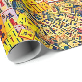 Mah Jongg Collage Wrapping Paper Cadeaupapier (Rol Hoek)