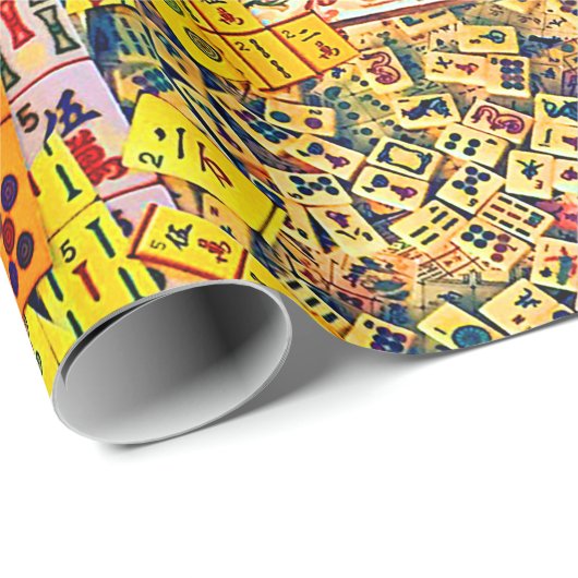 Mah Jongg Collage Wrapping Paper Cadeaupapier (Rol Hoek)