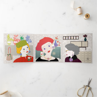 Mah Jongg Dames Trivoud Card Drieluik Kaart