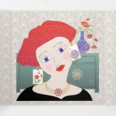 Mah Jongg Dames Trivoud Card Drieluik Kaart (Binnenkant midden)