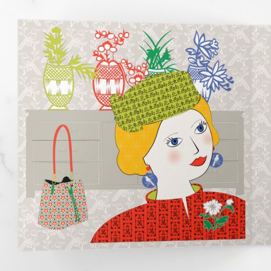 Mah Jongg Dames Trivoud Card Drieluik Kaart (Binnenzijde eerst)