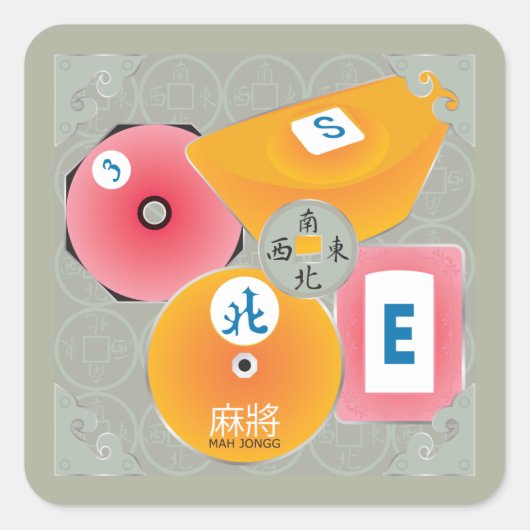Mah Jongg Dealer Stickers (Voorkant)