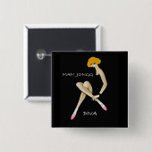 Mah Jongg Diva Pin Vierkante Button 5,1 Cm (Voorkant /achterkant)