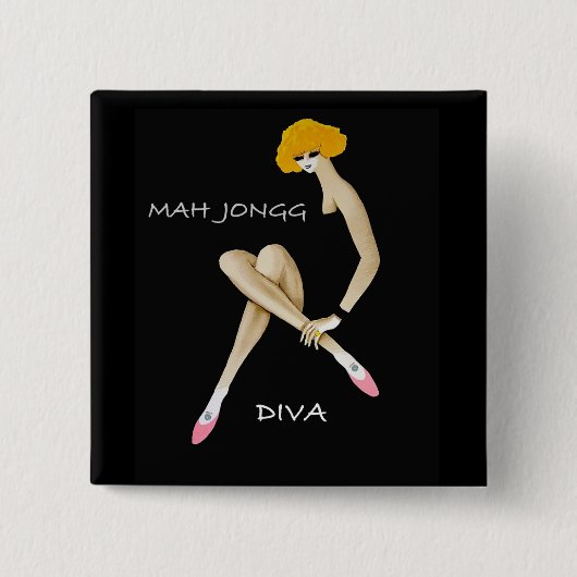 Mah Jongg Diva Pin Vierkante Button 5,1 Cm (Voorkant)