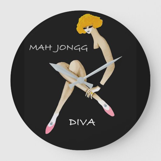 Mah Jongg Diva Wall Clock Grote Klok (Voorkant)