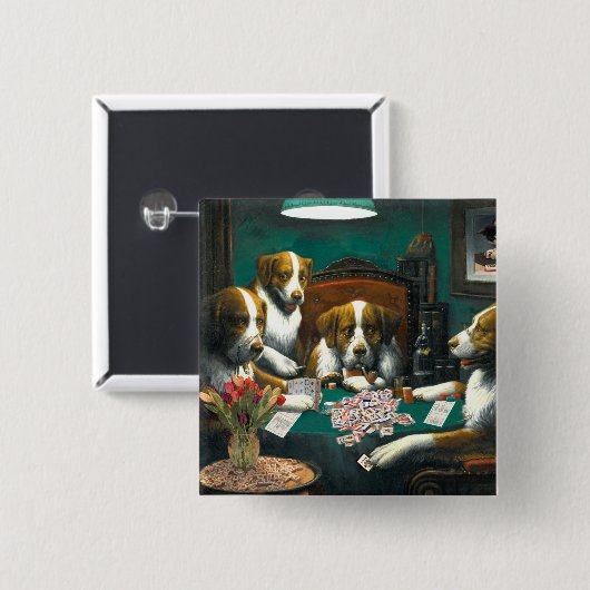 Mah Jongg Dogs Pin Vierkante Button 5,1 Cm (Voorkant /achterkant)