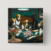 Mah Jongg Dogs Pin Vierkante Button 5,1 Cm (Voorkant)