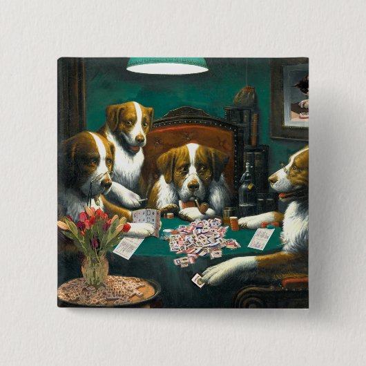 Mah Jongg Dogs Pin Vierkante Button 5,1 Cm (Voorkant)