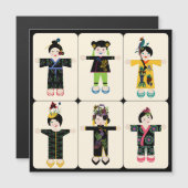 Mah Jongg Dolls Flat Magnet Magnetische Uitnodiging (Voorkant / Achterkant)