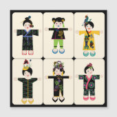 Mah Jongg Dolls Flat Magnet Magnetische Uitnodiging (Voorkant)
