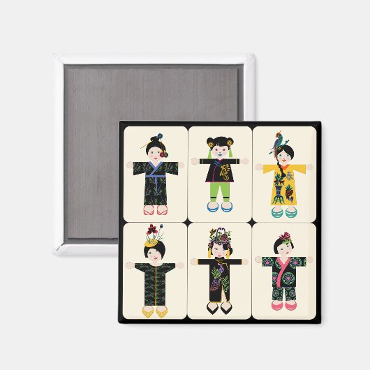 Mah Jongg Dolls Magnet (Voorkant / Achterkant)
