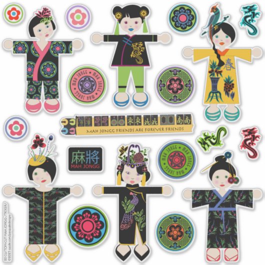Mah Jongg Dolls Stickers (Voorkant)