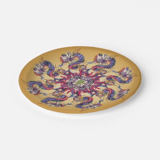 Mah Jongg Dragon Jaar Papier Borden Papieren Bordje (Gekanteld)