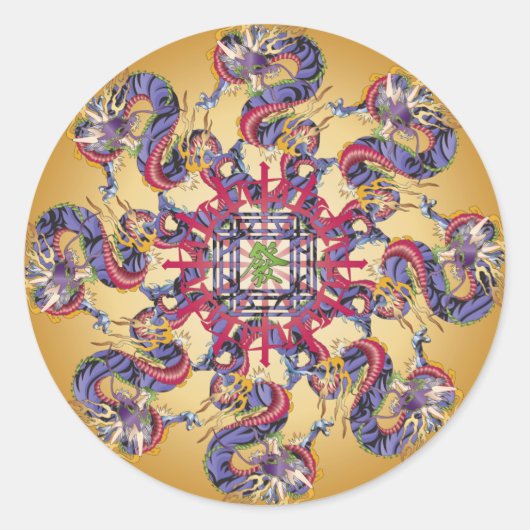 Mah Jongg Dragon Jaar Stickers (Voorkant)