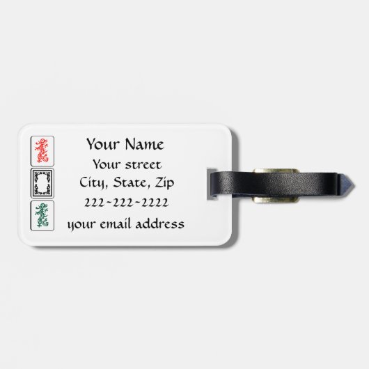 Mah Jongg Dragons Bagagelabel (Achterkant horizontaal)