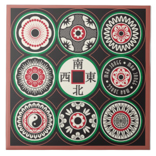 Mah Jongg Een Stippen Munt Tegel Tegeltje