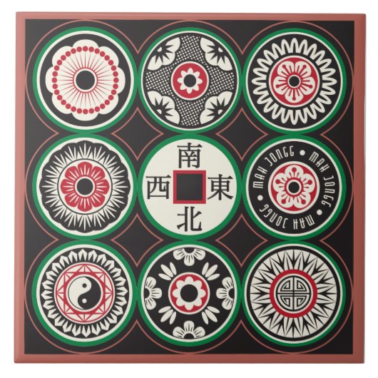 Mah Jongg Een Stippen Munt Tegel Tegeltje (Voorkant)